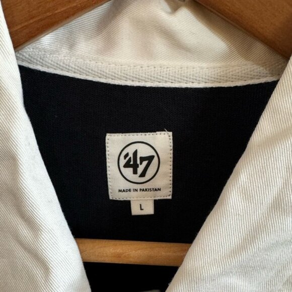 NWT! Adult 47’ Pittsburg Steelers black and white stripe rugby LS collar shirt L - Picture 3 of 5